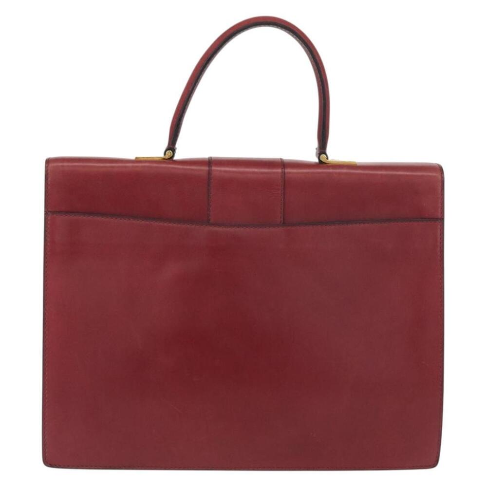 CELINE Hand Bag Leather Red Gold Auth 161005 - Picture 2 of 16